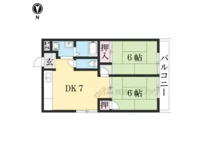セントポーリア太秦(2DK/2階)の間取り写真
