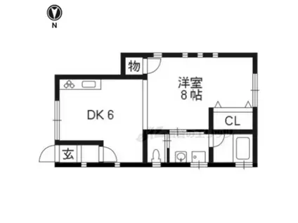 パインフィールド(1DK/1階)の間取り写真