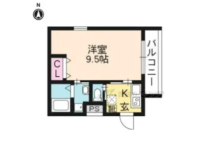 トレス・テソロ(1K/2階)の間取り写真