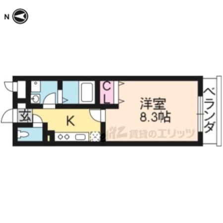 シェルフェリス(1K/1階)の間取り写真