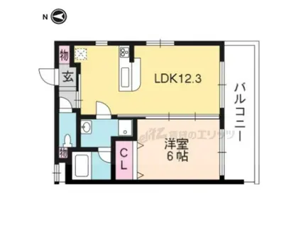 クオリア花園(1LDK/4階)の間取り写真