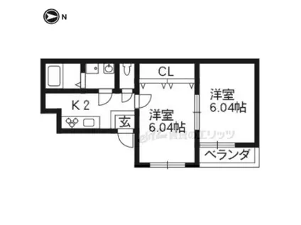 リール苗町(2K/4階)の間取り写真