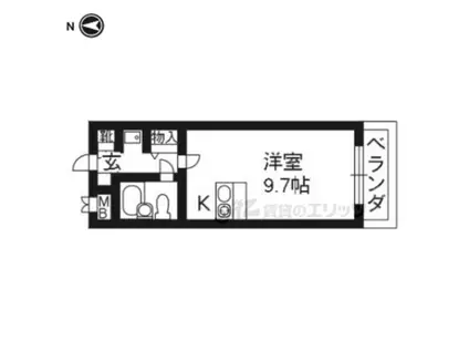 DETOM-1西陣南(1K/4階)の間取り写真