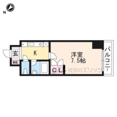 シャンドフルール竹村(1K/1階)の間取り写真