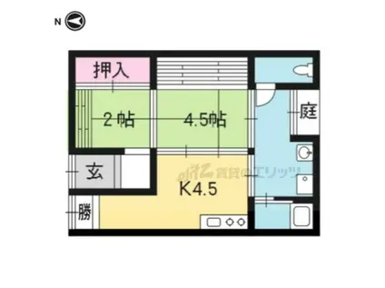 京都市烏丸線 十条駅(京都市営) 徒歩7分 1階建 築57年(2K)の間取り写真