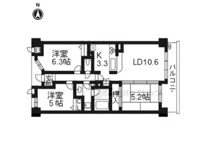 パラドール嵯峨野三条通(3LDK/4階)の間取り写真