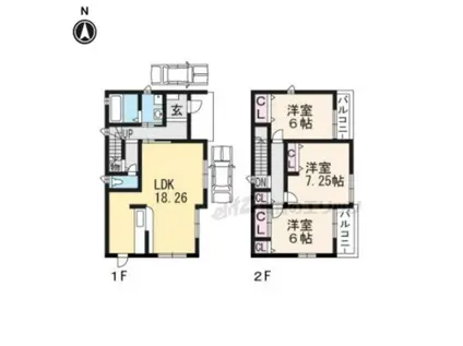 奈良線 ＪＲ藤森駅 徒歩5分 2階建 築15年(3LDK)の間取り写真