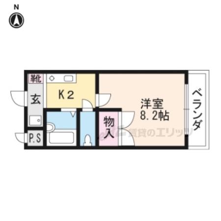 シャローム追分(1K/2階)の間取り写真
