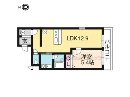 シルクシティ御所西(1LDK/2階)の間取り写真