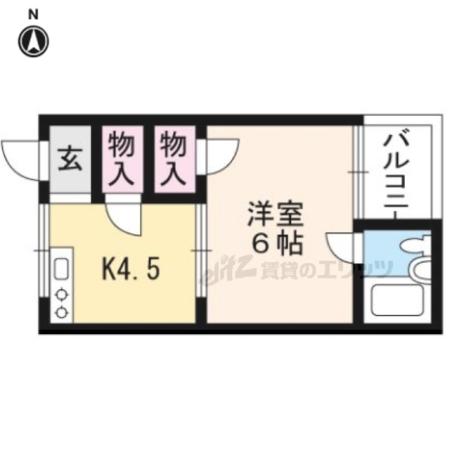 グリーンビラ京都(1DK/1階)の間取り写真