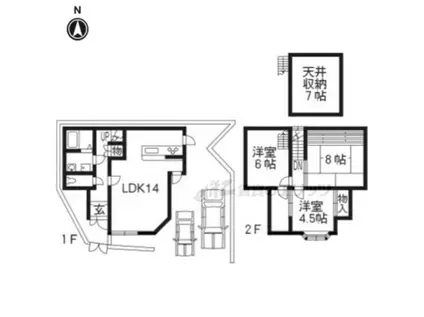 叡山電鉄 宝ケ池駅 徒歩15分 2階建 築37年(3LDK)の間取り写真