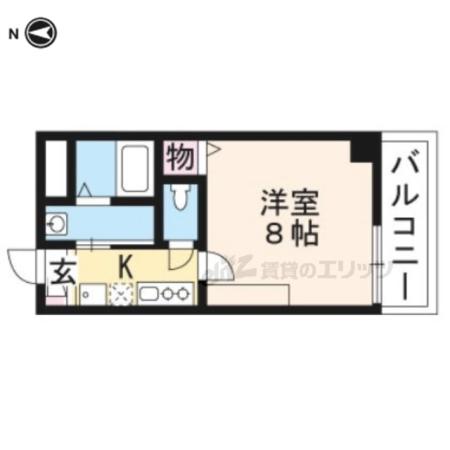 カルティエ・ラタン深草(1K/3階)の間取り写真