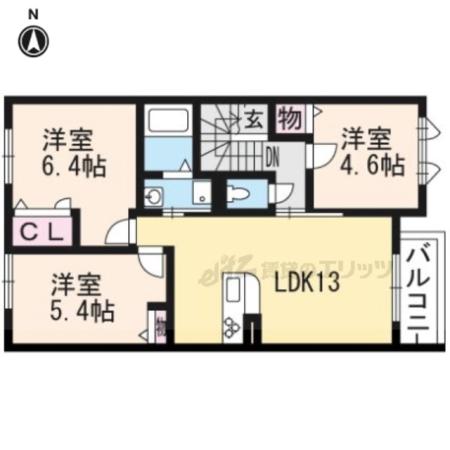 OHANA(3LDK/2階)の間取り写真