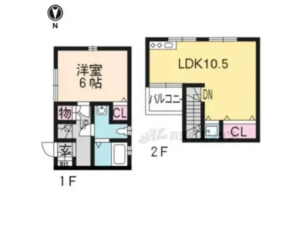プラウド御陵(1LDK/1階)の間取り写真