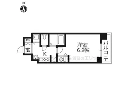 スワンズ京都七条リベルタ(1K/4階)の間取り写真