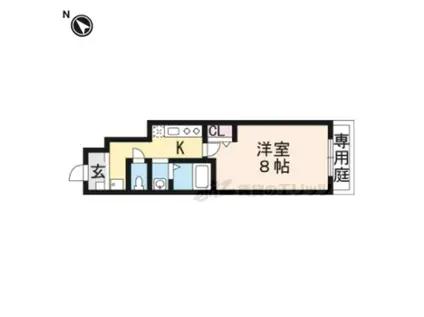 ウエストビレッジ(1K/1階)の間取り写真