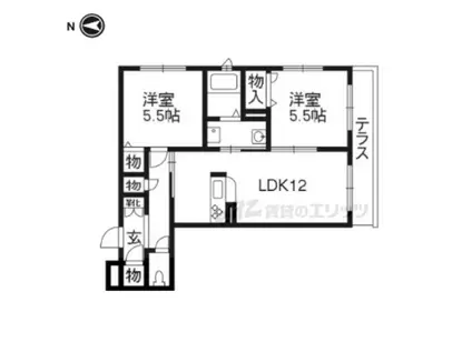 メヌエット(2LDK/1階)の間取り写真