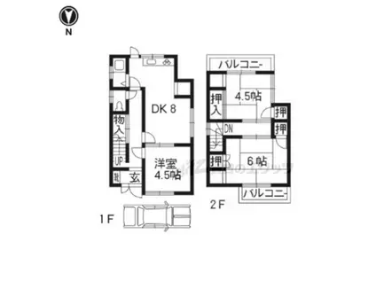 東海道本線 長岡京駅 徒歩17分 2階建 築60年(3DK)の間取り写真
