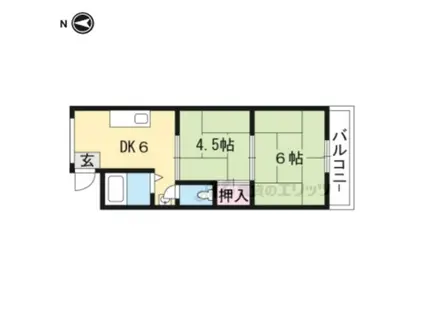 うずらマンション(2DK/2階)の間取り写真