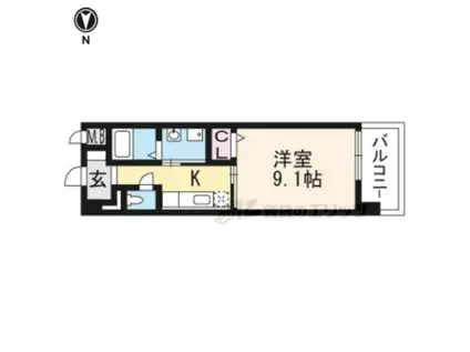 シカタ シャンブレット(1K/2階)の間取り写真