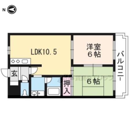 メゾン滝ヶ鼻(2LDK/2階)の間取り写真
