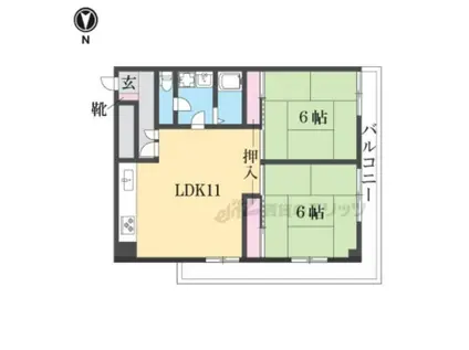 アドヴァンス比叡(2LDK/3階)の間取り写真