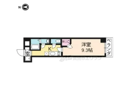 クオリカ西京極うまづか(1K/3階)の間取り写真