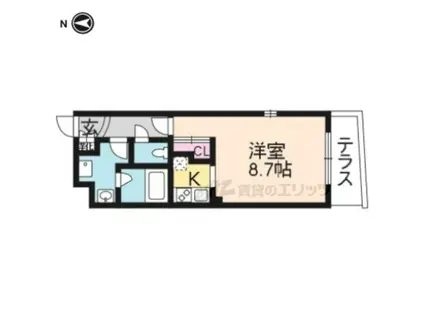 フォルビート出町柳(1K/1階)の間取り写真