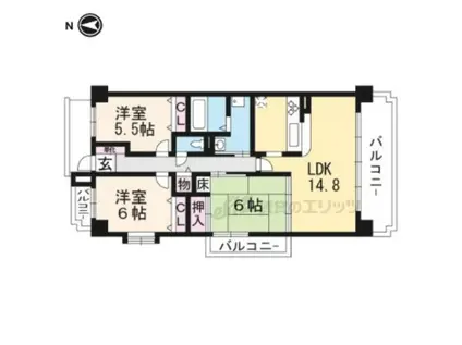 グランコート洛陽(3LDK/3階)の間取り写真