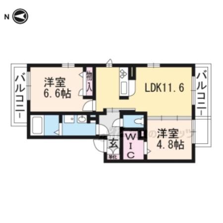 メゾンエスポワール(2LDK/2階)の間取り写真