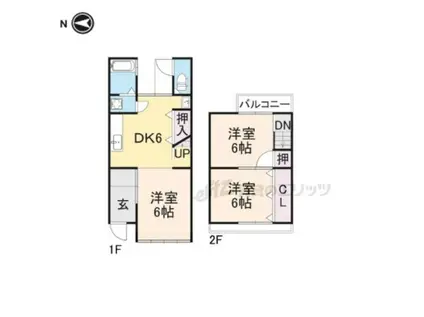 阪急電鉄京都線 西院駅(阪急) 徒歩9分 2階建 築77年(2LDK)の間取り写真