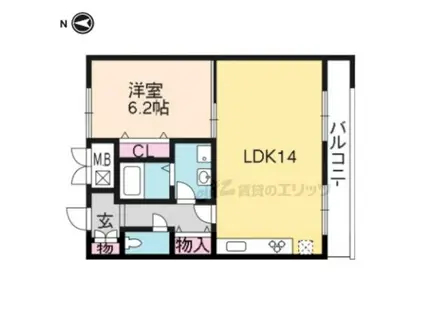 ヴェール鳳(1LDK/1階)の間取り写真