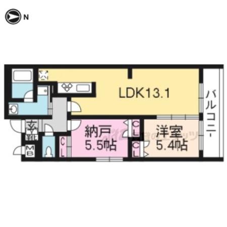 リバティ松原富小路(2LDK/4階)の間取り写真