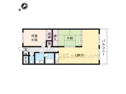 サンセール勝部(2LDK/1階)の間取り写真