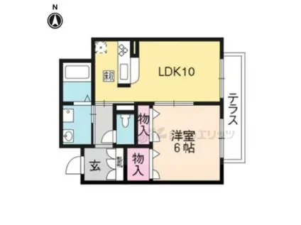 フルーレ鴨川(1LDK/2階)の間取り写真