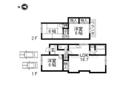 京阪電気鉄道宇治線 桃山南口駅 徒歩7分 2階建 築55年(3LDK)の間取り写真