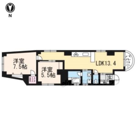 KUSAN OMIYA(2LDK/2階)の間取り写真