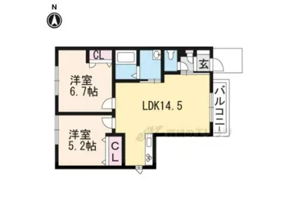 サンシャトウ(2LDK/1階)の間取り写真