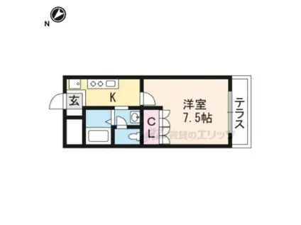エストクレール(1K/1階)の間取り写真