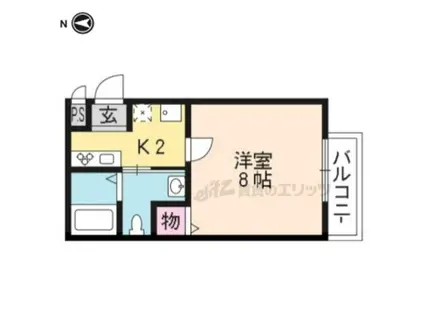 ASフラッティ紫竹(1K/1階)の間取り写真