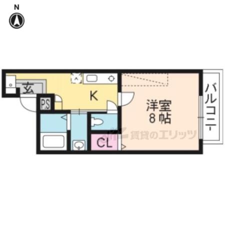 アークリード三十三間堂(1K/2階)の間取り写真
