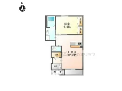 リヴェール(1LDK/1階)の間取り写真