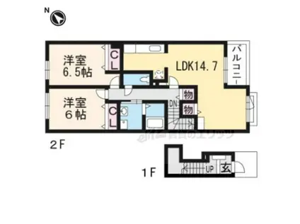 フィオーレ ピアッツァ(2LDK/1階)の間取り写真