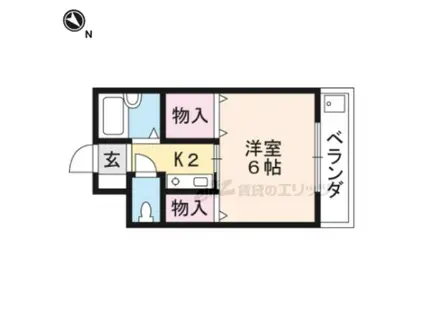 DORMITORY I・H・K(1K/2階)の間取り写真