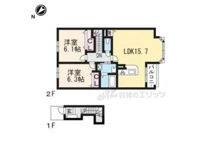 ロハスガーデン(2LDK/2階)の間取り写真