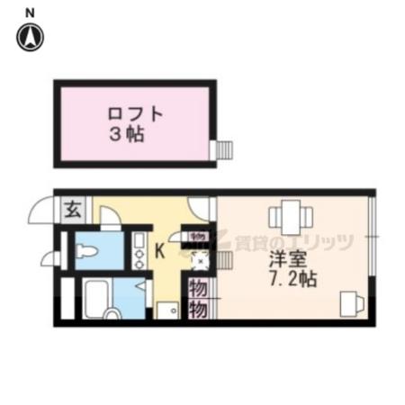 レオパレスセヴィル宝ヶ池(1K/2階)の間取り写真