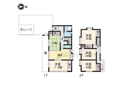 京福北野線 帷子ノ辻駅 徒歩5分 2階建 築48年(5DK)の間取り写真