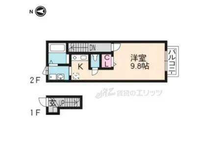 ジュネス山元(1K/2階)の間取り写真