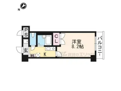 クレスト草津(1K/8階)の間取り写真