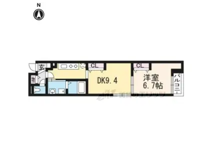 グランディオーズ桂(1LDK/1階)の間取り写真